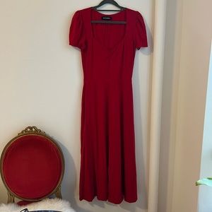 Reformation Scarlet Red Jersey Dress with Pockets